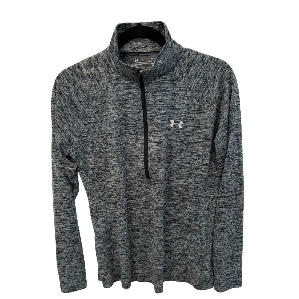 Women's Size Large Under Armour Heat Gear Long Sleeve 1/4 Zip Navy Blue Athletic